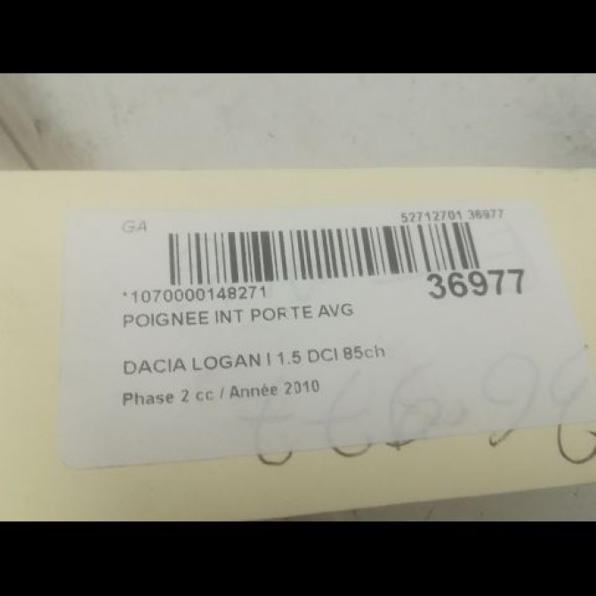 Poignee ext porte avg occasion DACIA LOGAN I Phase 2 07-2008->12-2012 1.5 DCI 85ch 6001549493 3