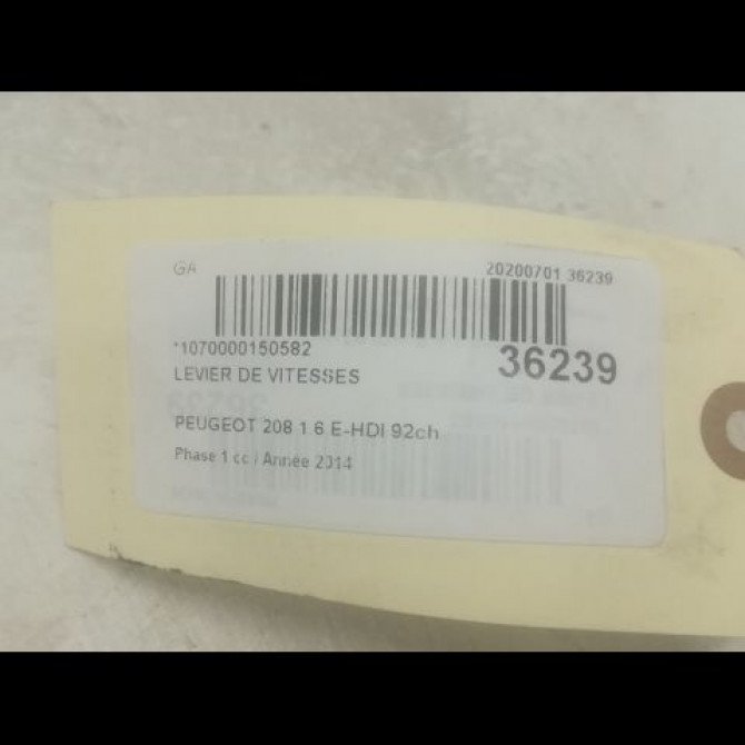 Levier de vitesses occasion PEUGEOT 208 208 Phase 1 2012-03-01->2015-09-30 1.6 E-HDI 92ch 9810550980 2