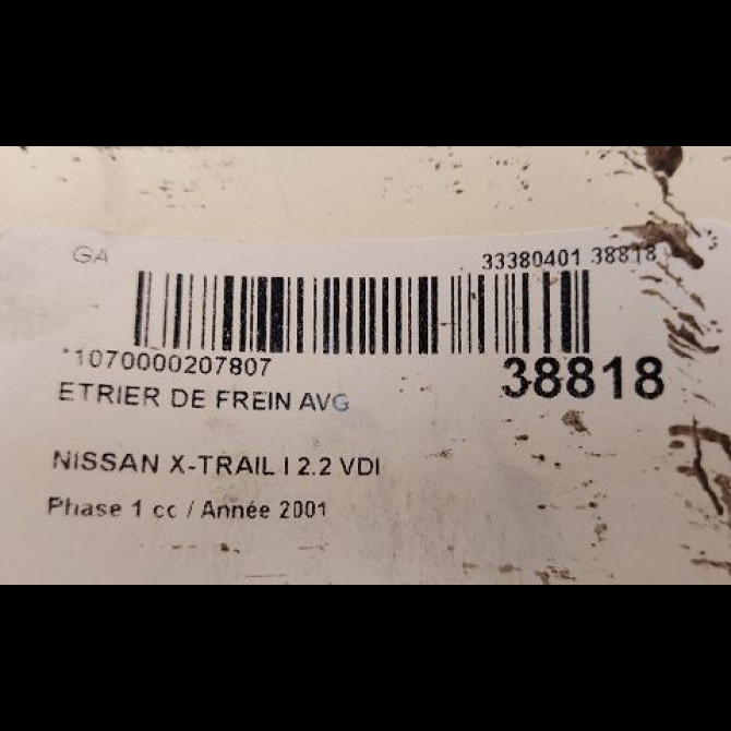 Etrier de frein avant gauche occasion NISSAN X-TRAIL I Phase 1 07-2001->12-2003 2.2 VDI 114ch 410118H30A 3