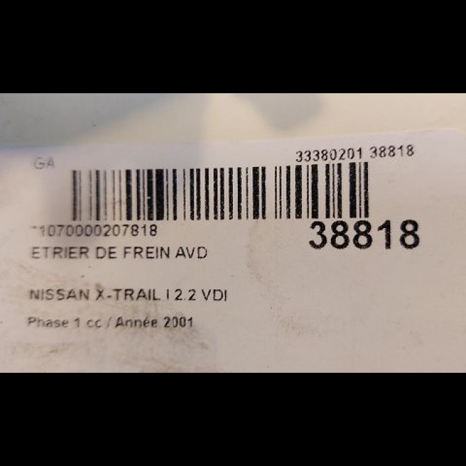 Etrier de frein avant droit occasion NISSAN X-TRAIL I Phase 1 07-2001->12-2003 2.2 VDI 114ch 410018H30A 3