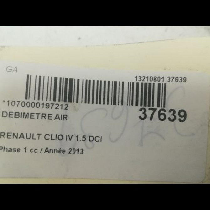 Debimetre air occasion RENAULT CLIO IV Phase 1 07-2012->... 1.5 DCI 90ch 8200682558 3