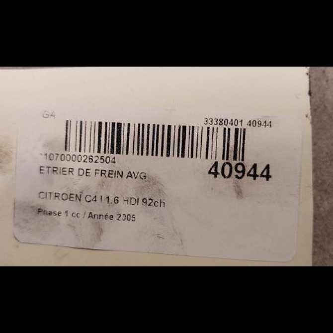 Etrier de frein avant gauche occasion CITROEN C4 I Phase 1 11-2004->07-2008 1.6 HDI 92ch 1617292080 3