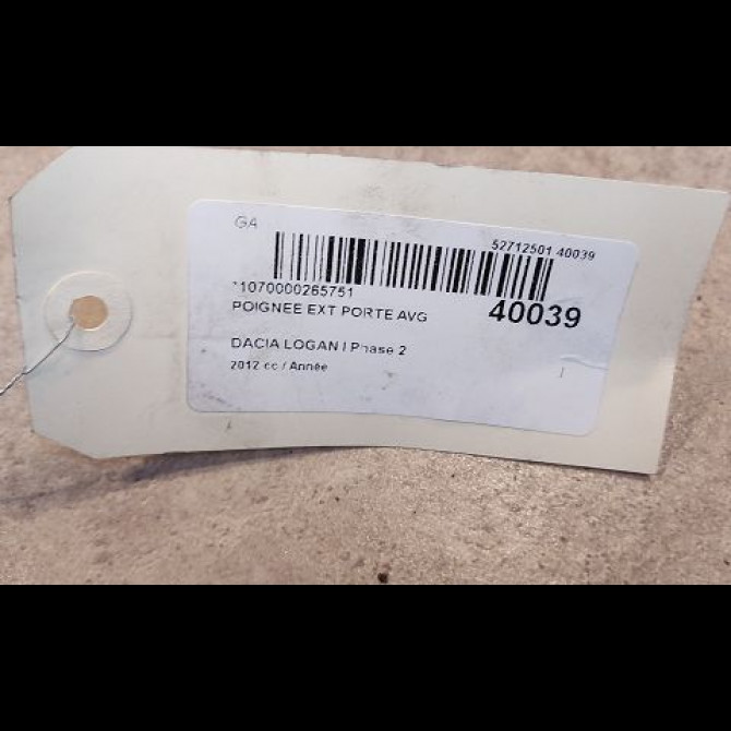Poignee ext porte avg occasion DACIA LOGAN I Phase 2 07-2008->12-2012 6001549493 3