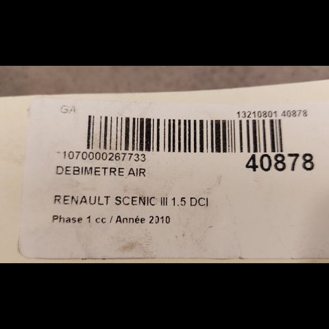 Debimetre air occasion RENAULT SCENIC III Phase 1 04-2009->11-2011 1.5 DCI 105ch 8200682558 3