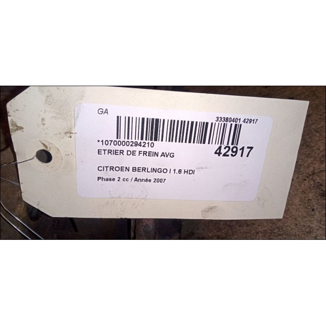 Etrier de frein avant gauche occasion CITROEN BERLINGO I Phase 2 11-2002->10-2010 1.6 HDI 92ch 1617292080 3