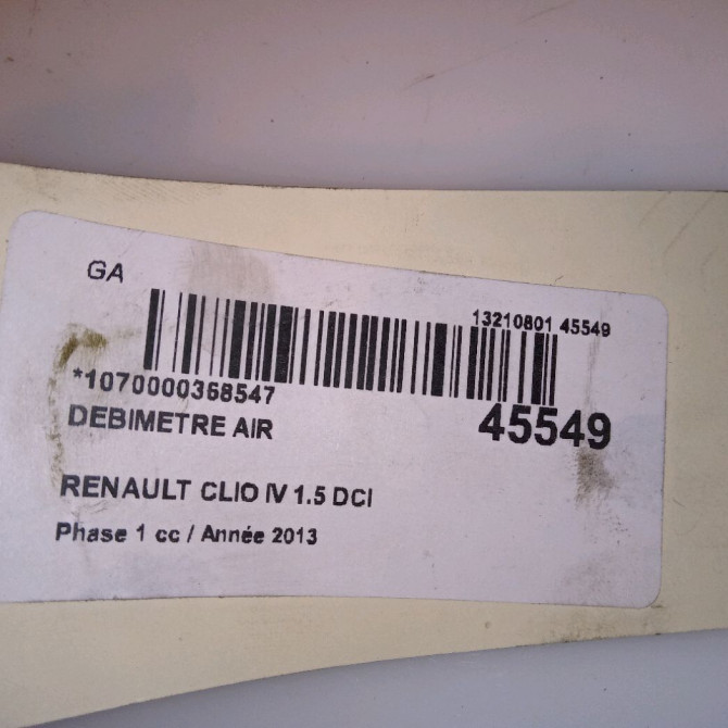 Debimetre air occasion RENAULT CLIO IV Phase 1 07-2012->... 1.5 DCI 90ch 8200682558 4