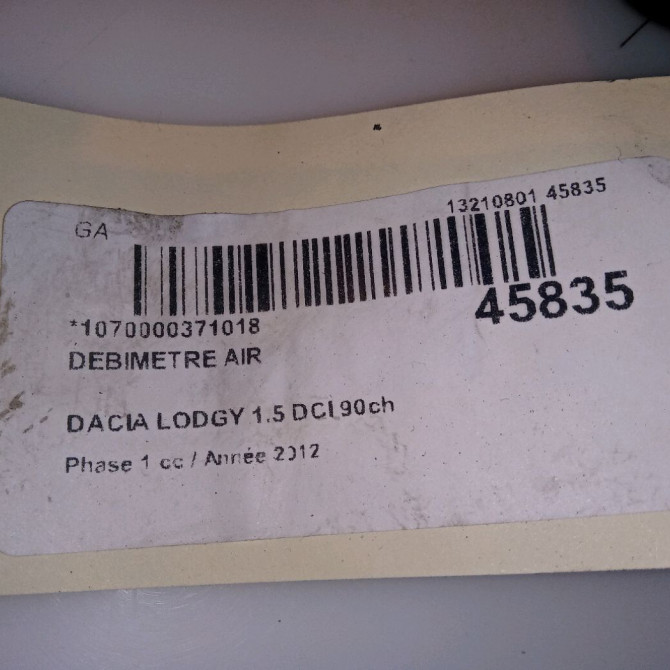 Debimetre air occasion DACIA LODGY Phase 1 01-2012->... 1.5 DCI 90ch 8200682558 4