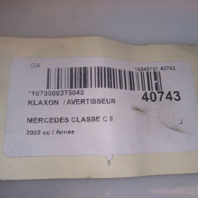 Klaxon  / avertisseur occasion MERCEDES CLASSE C II Phase 1 05-2000->03-2004 65421220 4