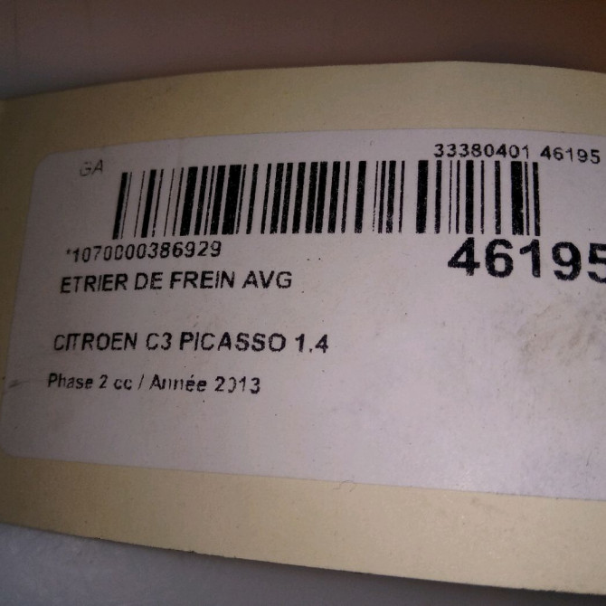 Etrier de frein avant gauche occasion CITROEN C3 PICASSO Phase 2 09-2012->... 1.4 VTI 95ch 1617292080 5