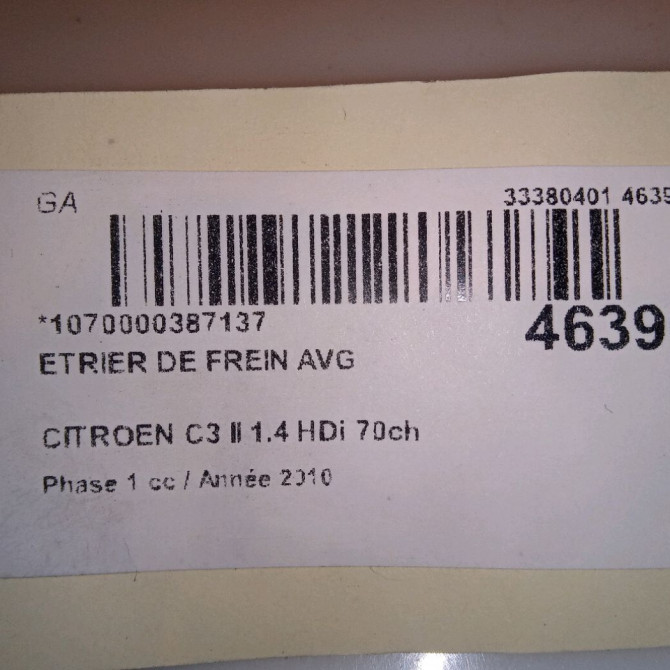 Etrier de frein avant gauche occasion CITROEN C3 II Phase 1 11-2009->02-2013 1.4 HDi 70ch 1617292080 6