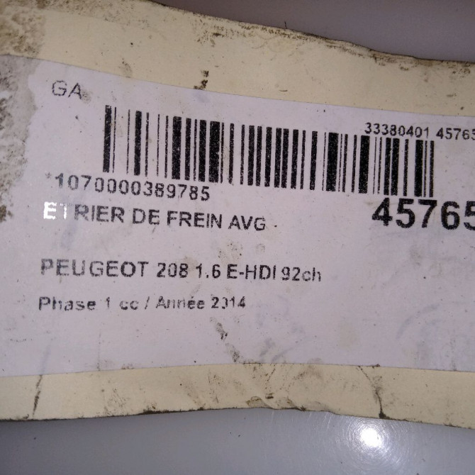 Etrier de frein avant gauche occasion PEUGEOT 208 208 Phase 1 2012-03-01->2015-09-30 1.6 E-HDI 92ch 1617292080 5