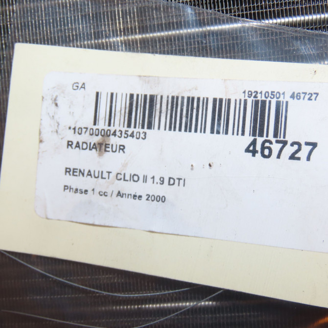 Radiateur occasion RENAULT CLIO II Phase 1 03-1998->06-2001 1.9 DTI 8200343476 3