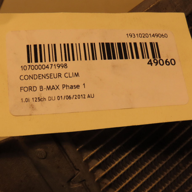 Condenseur clim occasion FORD B-MAX Phase 1 06-2012->... 1.0i 125ch 1856010 4