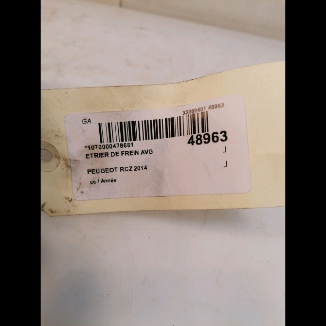 Etrier de frein avant gauche occasion PEUGEOT RCZ 4400X1 3
