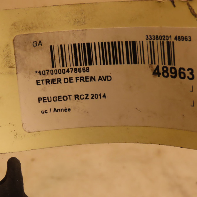 Etrier de frein avant droit occasion PEUGEOT RCZ 4400X2 4