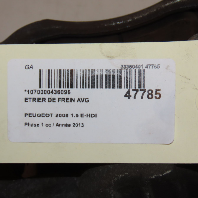 Etrier de frein avant gauche occasion PEUGEOT 2008 Phase 1 01-2013->... 1.6 E-HDI 92ch 1617292080 5