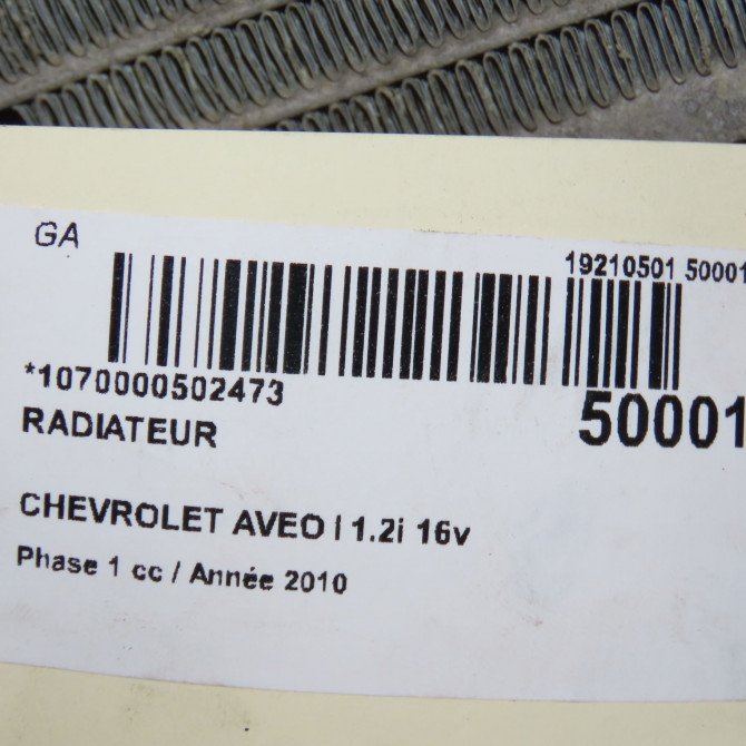 Radiateur occasion CHEVROLET AVEO I Phase 1 05-2008->12-2011 1.2i 16v 95227749 3