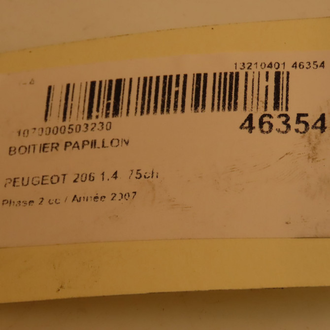 Boitier papillon occasion PEUGEOT 206 Phase 2 02-2003->02-2009 1.4i 75ch 4