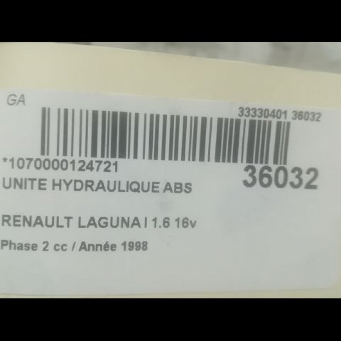 Unité hydraulique ABS occasion RENAULT LAGUNA I Phase 2 04-1998->11-2000 1.6 16v 7701205998 3
