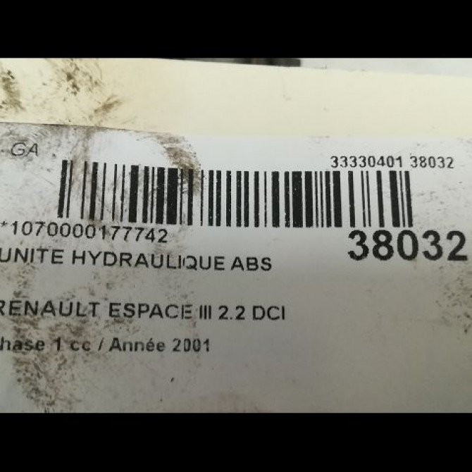 Unité hydraulique ABS occasion RENAULT ESPACE III Phase 1 12-1996->09-2002 2.2 DCI 115ch 6025370908 3