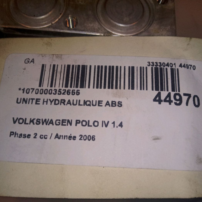 Unité hydraulique ABS occasion VOLKSWAGEN POLO IV Phase 2 05-2005->09-2009 1.4 TDI 70ch 6Q0614117AK 7