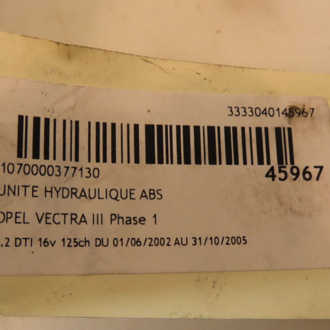 Unité hydraulique ABS occasion OPEL VECTRA III Phase 1 06-2002->10-2005 2.2 DTI 16v 125ch 93170629 5