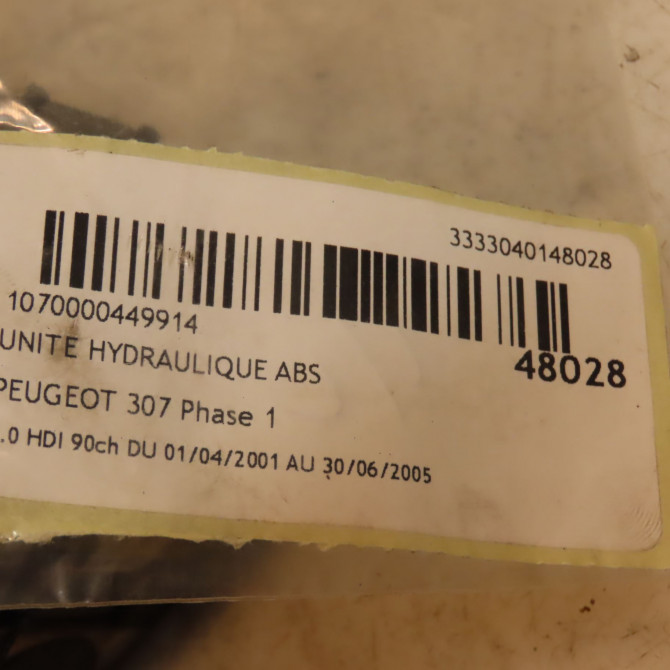 Unité hydraulique ABS occasion PEUGEOT 307 Phase 1 04-2001->06-2005 2.0 HDI 90ch 4541X0 4