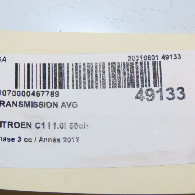 Transmission avant gauche occasion CITROEN C1 I Phase 3 01-2012->08-2014 1.0i 68ch 3272JY 3