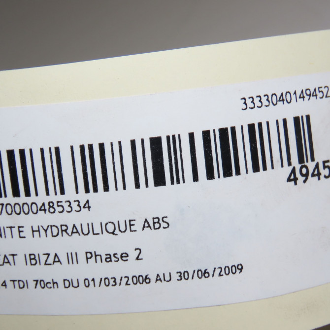 Unité hydraulique ABS occasion SEAT IBIZA III Phase 2 03-2006->06-2009 1.4 TDI 70ch 6Q0614117AK 4