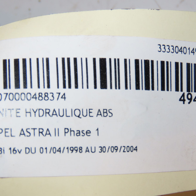 Unité hydraulique ABS occasion OPEL ASTRA II Phase 1 04-1998->09-2004 1.8i 16v 9120532 3