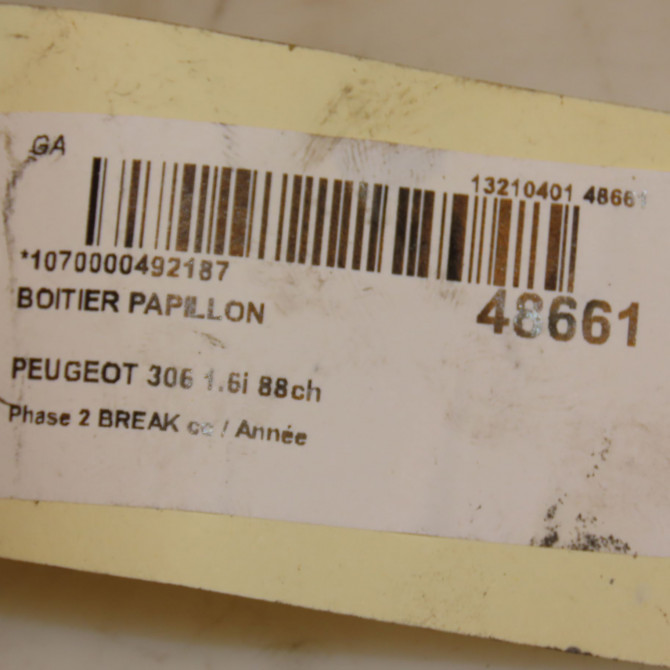 Boitier papillon occasion PEUGEOT 306 Phase 1 04-1995->04-1999 1.6i 88ch 163584 4