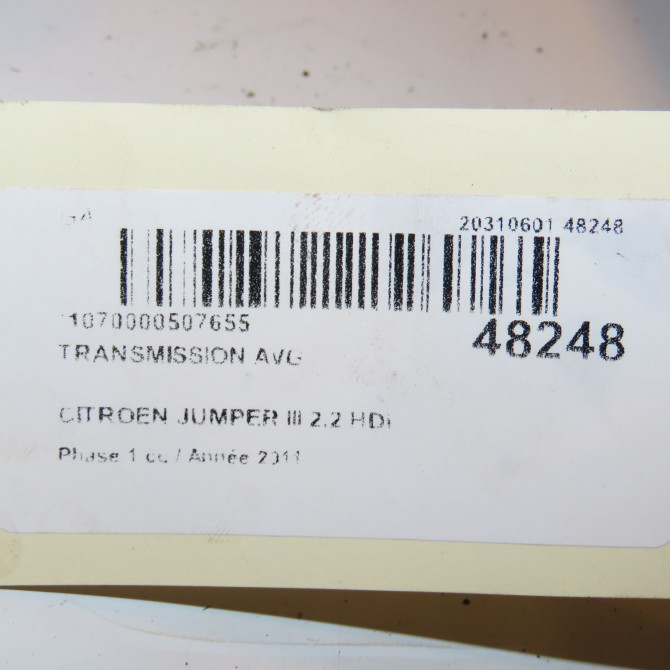 Transmission avant gauche occasion CITROEN JUMPER III Phase 1 06-2006->... 2.2 HDi 100ch 3272PA 3
