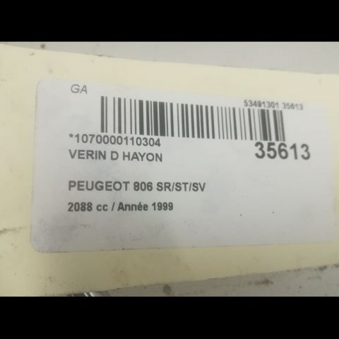 Verin droit hayon occasion PEUGEOT 806 Phase 1 06-1994->12-2001 2.1 TD 110ch 8731E5 2
