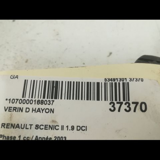 Verin droit hayon occasion RENAULT SCENIC II Phase 1 03-2004->09-2006 1.9 DCI 120ch 8200377199 2