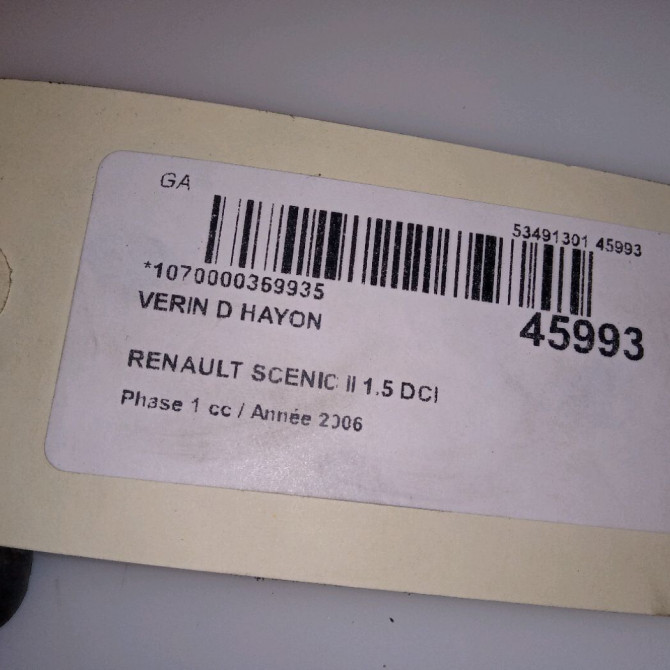 Verin droit hayon occasion RENAULT SCENIC II Phase 1 03-2004->09-2006 1.5 DCI 105ch 8200377199 3