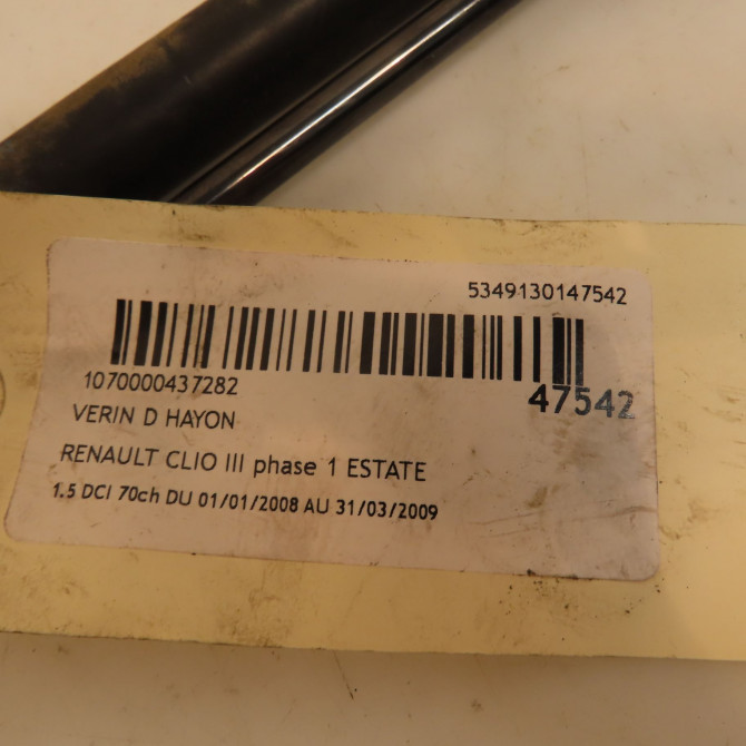 Verin droit hayon occasion RENAULT CLIO III Phase 1 04-1995->04-1999 1.5 DCI 70ch 8200583852 3