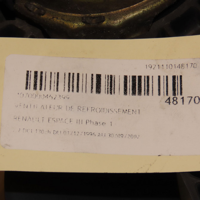Ventilateur de refroidissement occasion RENAULT ESPACE III Phase 1 12-1996->09-2002 2.2 DCI 130ch 6025313368 4