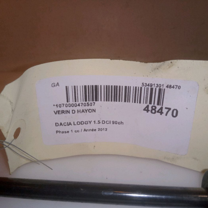 Verin droit hayon occasion DACIA LODGY Phase 1 01-2012->... 1.5 DCI 90ch 904528093R 5