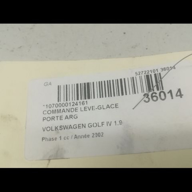 Commande leve-glace porte arrière gauche occasion VOLKSWAGEN GOLF IV GOLF IV Phase 1 1998-01-01->2005-06-30 1.9 TDI 100ch 3B0959855B01C 3
