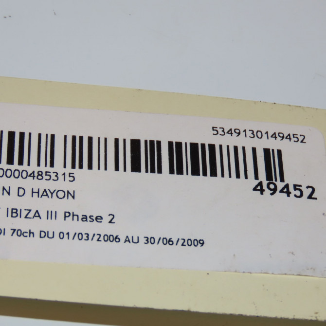 Verin droit hayon occasion SEAT IBIZA III Phase 2 03-2006->06-2009 1.4 TDI 70ch 6L6827550B 3