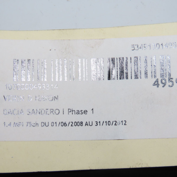 Verin droit hayon occasion DACIA SANDERO I Phase 1 06-2008->10-2012 1.4 MPI 75ch 8200735264 3