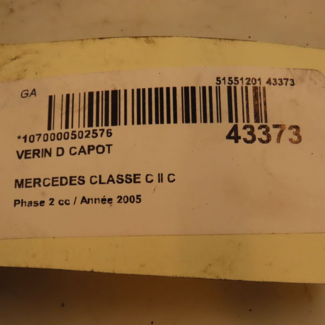 Verin d capot occasion MERCEDES CLASSE C II Phase 2 03-2004->06-2007 C 200 CDi 2038800029 3