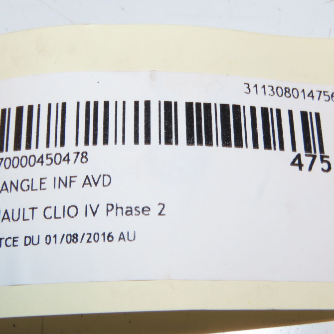 Triangle inf avd occasion RENAULT CLIO IV Phase 2 08-2016->... 0.9i TCE 545046162R 3