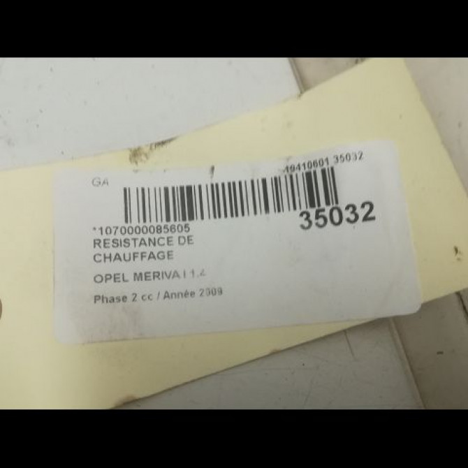 Resistance de chauffage occasion OPEL MERIVA I Phase 2 01-2006->09-2010 1.4 TWINPORT 93188103 4