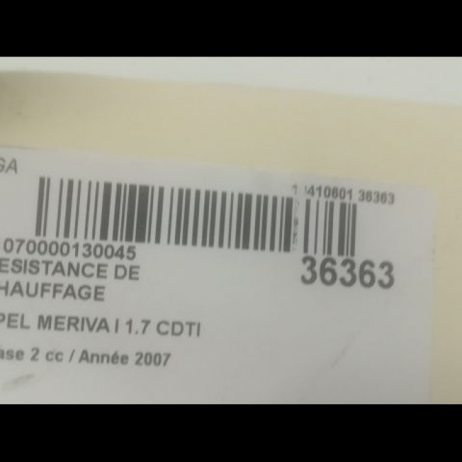 Resistance de chauffage occasion OPEL MERIVA I Phase 2 01-2006->09-2010 1.7 CDTI 100ch 93188103 3