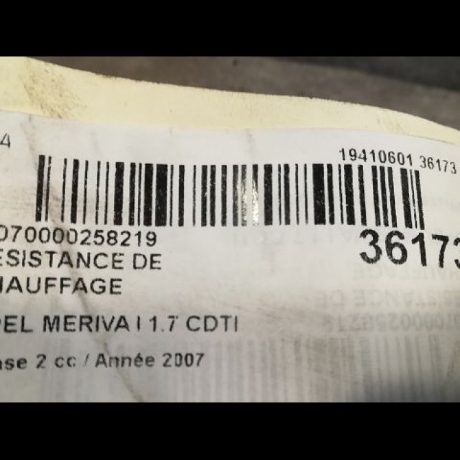 Resistance de chauffage occasion OPEL MERIVA I Phase 2 01-2006->09-2010 1.7 CDTI 100ch 93188103 2