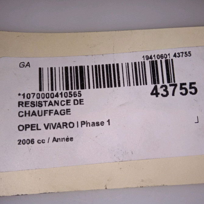 Resistance de chauffage occasion OPEL VIVARO I Phase 1 10-2002->08-2006 91158691 4
