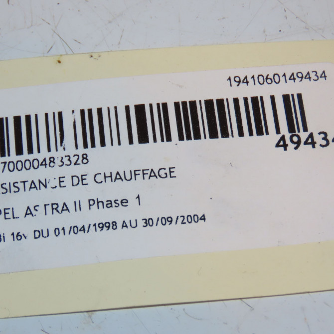 Resistance de chauffage occasion OPEL ASTRA II Phase 1 04-1998->09-2004 1.8i 16v 4