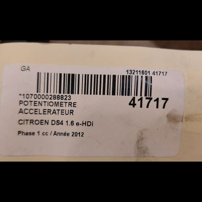 Potentiometre accelerateur occasion CITROEN DS4 Phase 1 01-2011->03-2016 1.6 e-HDi 110ch 4