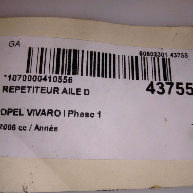 Répétiteur aile droite occasion OPEL VIVARO I Phase 1 10-2002->08-2006 9161036 4